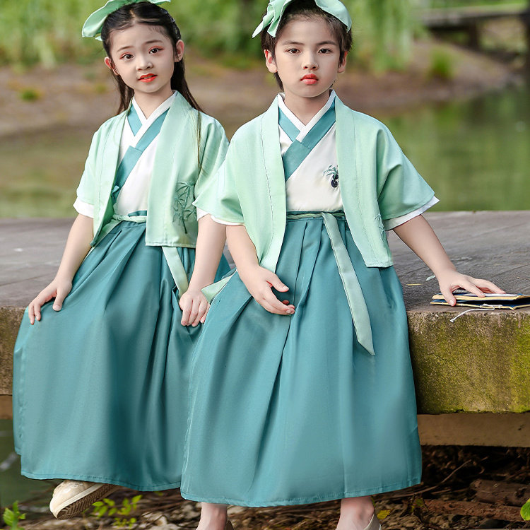 儿童国学服汉服书童三字经古装幼小学生演出服弟子规男女童表演服