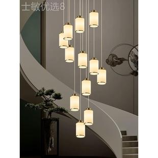 樓梯吊燈簡約創(chuàng)意新中式 樓別墅中空客廳挑空旋轉(zhuǎn)樓梯間長吊燈 復(fù)式