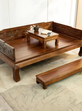 实木中式罗汉床禅床坐卧榻围子床罗汉榻炕床贵妃榻弥勒榻三围子床