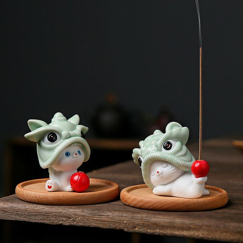 可爱线香禅意香插香座高级感托盘底座创意新中式茶宠摆件室内家用