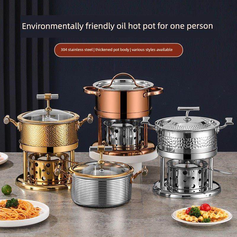 304不锈钢加厚酒精炉单人小火锅商业家庭餐厅商业酒店一人一锅