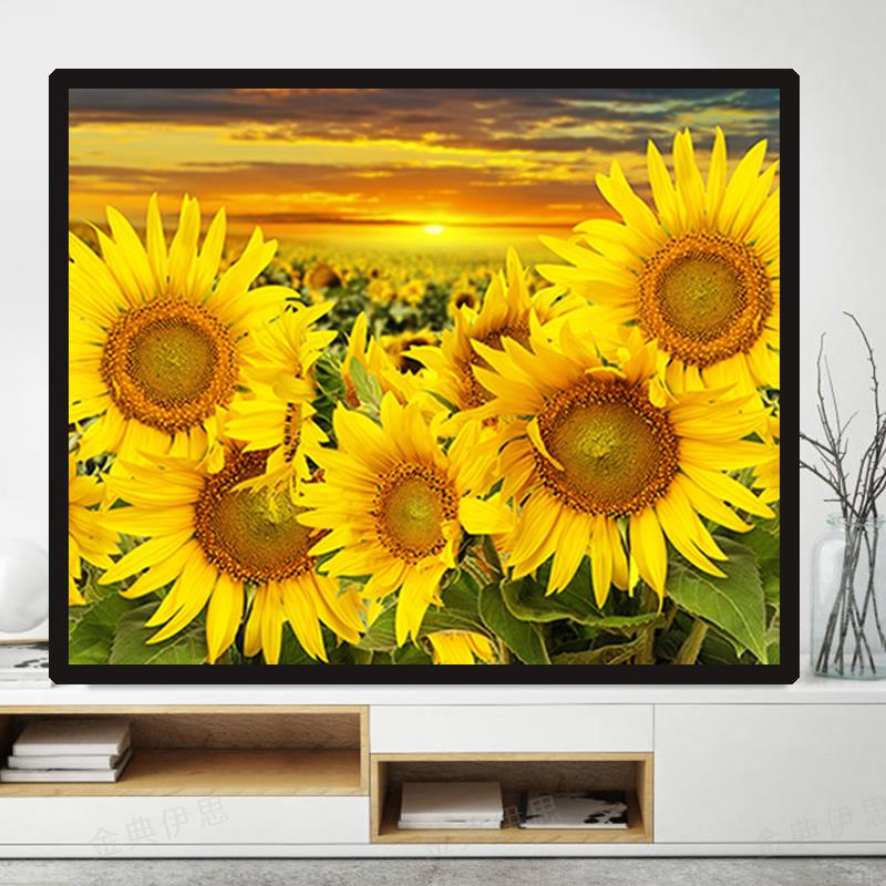 田园向日葵钻石画风景2024新款客厅餐厅卧室5d贴钻十字绣花卉满钻