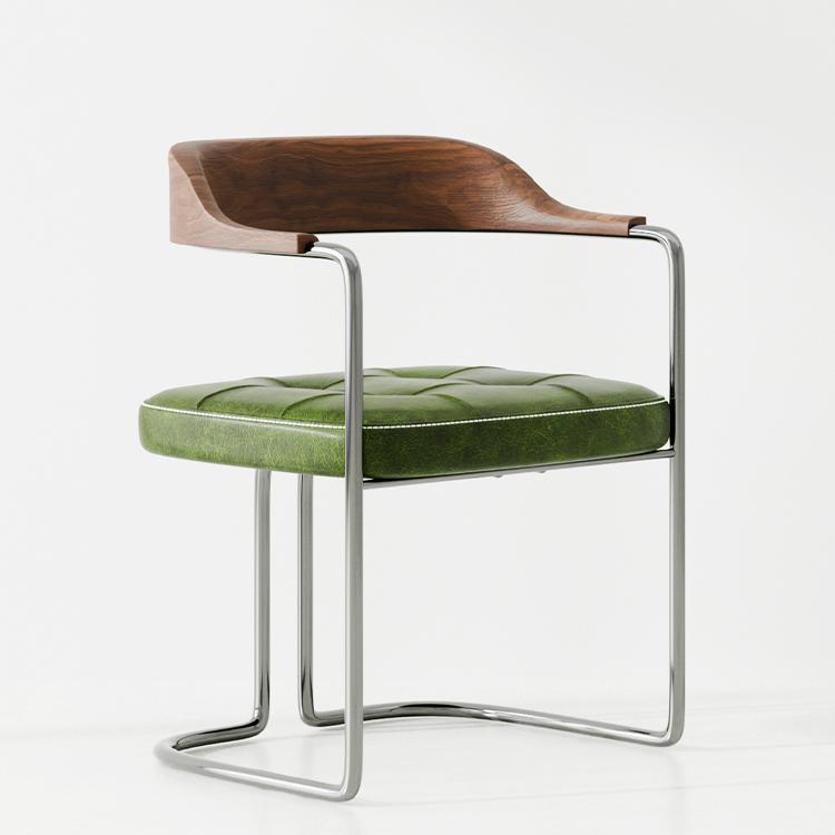 冇集空间 | 包豪斯不锈钢餐椅中古风实物金属极简设计师款扶手椅