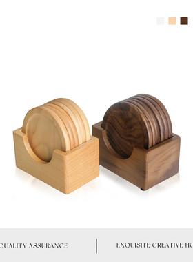 MOLA.Plume.杯具黑胡桃木茶杯垫隔热垫创意咖啡杯垫套装丨黑羽