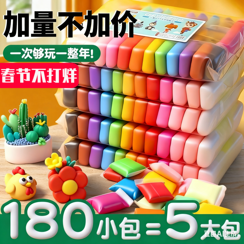 超轻粘土橡皮泥彩泥无毒儿童食品级24色36无太空沙水晶手工diy