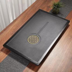 家用石头茶台漏水整块简约盖板 2乌金黑金石茶盘定制嵌入式