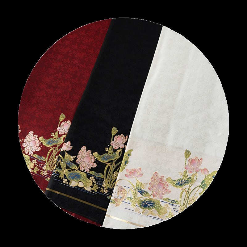 荷田田薄缎双经轴妆花织金马面裙荷花荷叶新国风布面料明制汉服