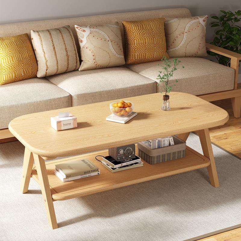 实木茶几客厅家用2025新款沙发边茶桌小户型精致茶台简易双层桌子