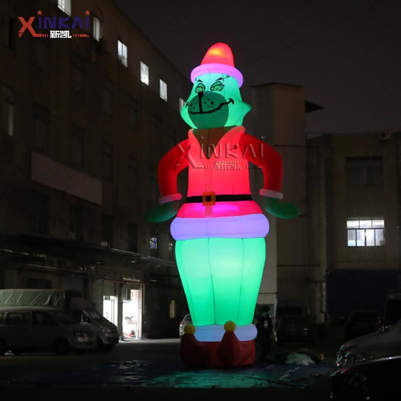 商业活动展览仿真模型 圣诞绿毛怪气模圣诞led灯光气氛展览绿毛怪