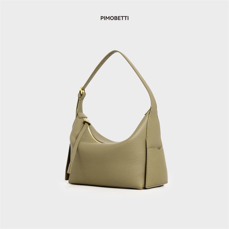 PIMOBETTI中号保龄球包系列设计师款头层牛皮腋下包通勤单肩斜挎