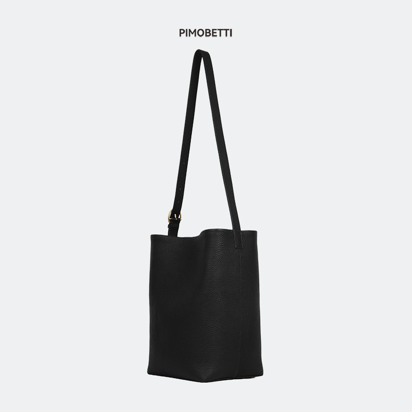Pimobetti大号菜篮子系列设计师款头层牛皮大容量通勤手提水桶包