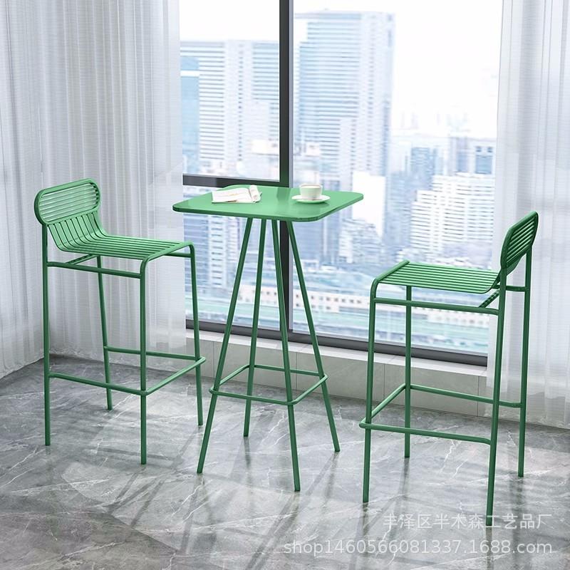 阳台室外方形双人吧台桌子户外吧椅露天咖啡厅奶茶店高吧桌椅组合