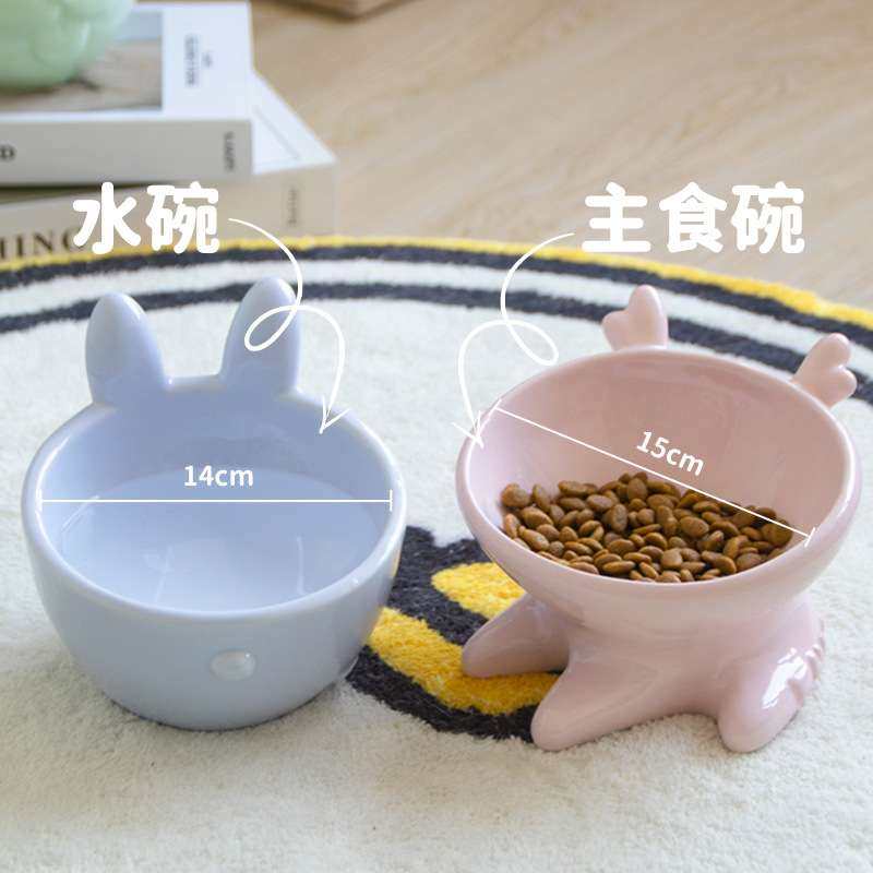 新款马卡龙系列宠物碗小兔小鹿猫食盆斜口护脊椎陶瓷猫碗宠物食盆,宠物/宠物食品及用品,猫狗碗/慢食碗,淘宝优惠券,粉丝福利购,淘宝优惠卷