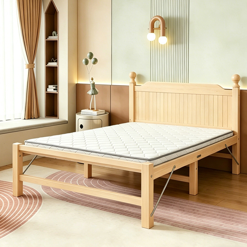 高靠背纯实木折叠床家用成人单人双人加高加粗加宽加厚折叠床