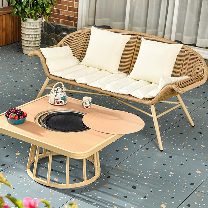 欧户外沙发庭院阳台花园露196天北防墅休闲别藤编沙发晒烧烤茶几