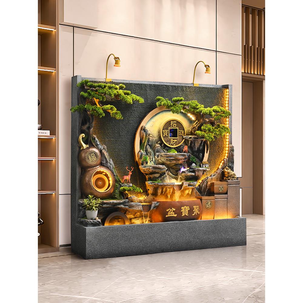 流水喷泉假山水幕墙客厅办公室隔断屏风公司庭院循环水系装饰摆件