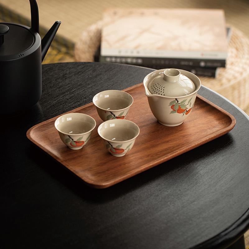 胡桃木长方形托盘30x20x2cm茶托盘咖啡托盘实木点心托盘木质果盘