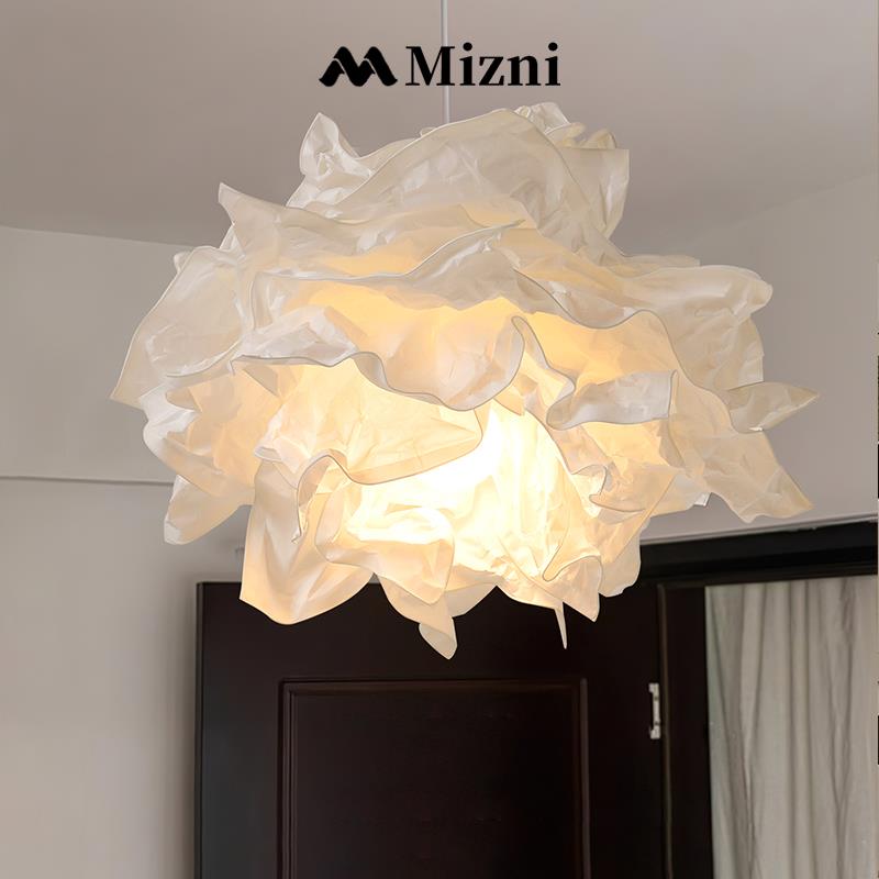 日式侘寂风纸艺吊灯法式中古创意云朵卧室艺术吊线灯复古餐厅灯具