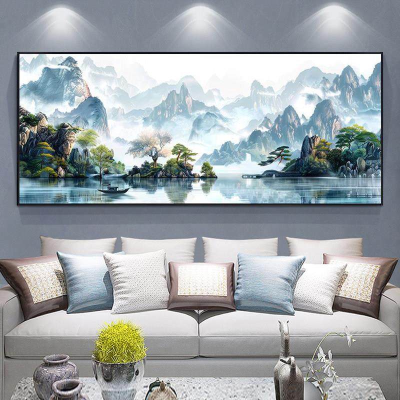 山水风景钻石画 画2025新款客厅大气流水生财满钻手工diy贴钻十字,居家布艺,钻石绣,淘宝优惠券,粉丝福利购,淘宝优惠卷