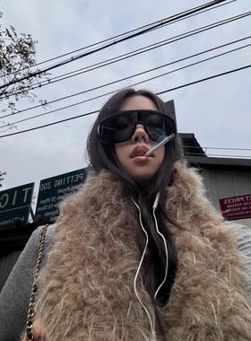 24aw新款男女同款太阳眼镜黑框感光变色水银防风沙大框墨镜滑雪