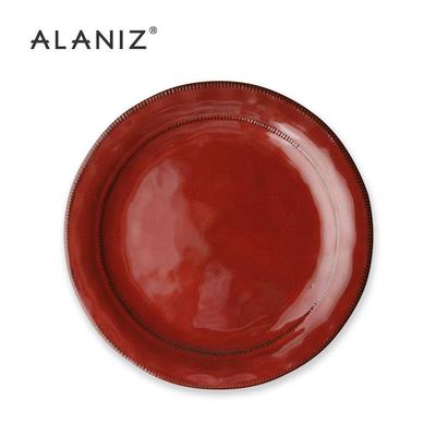 alaniz釉下彩隐红色盘子家用牛排餐盘陶瓷餐盘盘子高级感果盘平盘