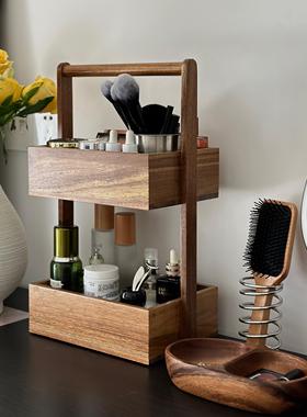 PGLP双层木质储物架小型化妆品收纳架桌面护肤品置物架高颜值