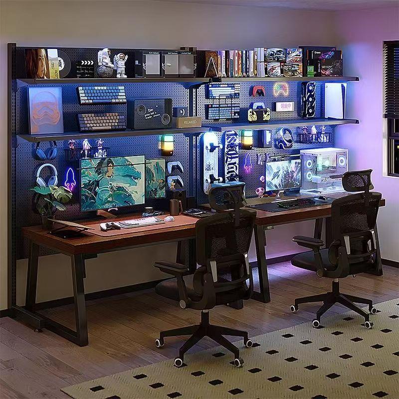 桌面置物架五金立式洞洞电脑桌书桌桌上落地书架多层收纳学生铁艺