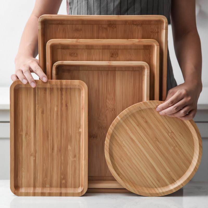 井柚竹木早餐托盘茶盘大号长方形茶托盘水果盘圆形茶水盘餐厅托盘,餐饮具,盘,淘宝优惠券,粉丝福利购,淘宝优惠卷