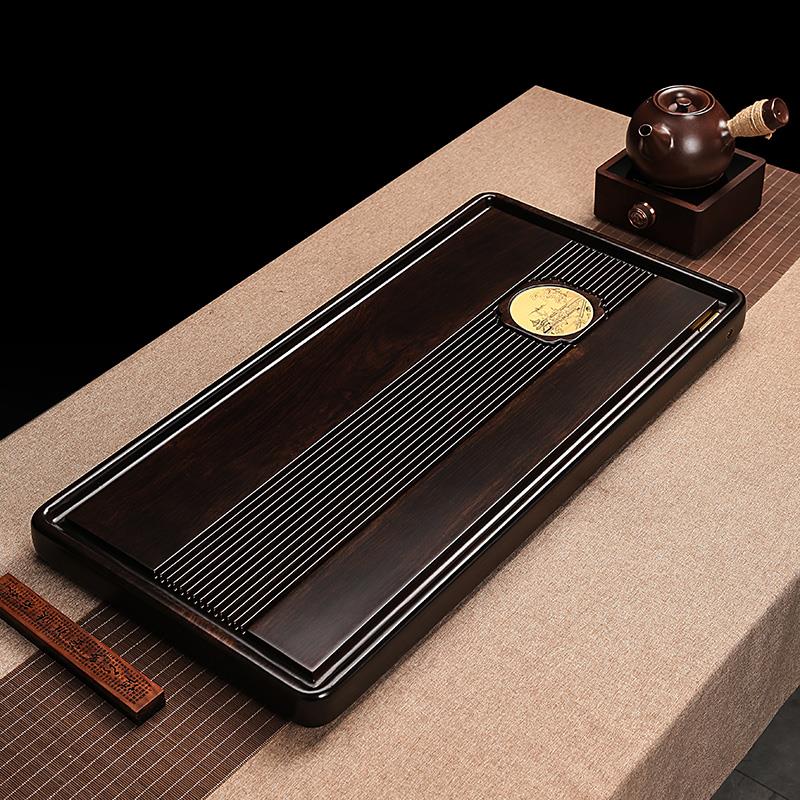 新款纯天然整块乌黑檀木茶盘家用简约现代中式非洲大原木实木茶台