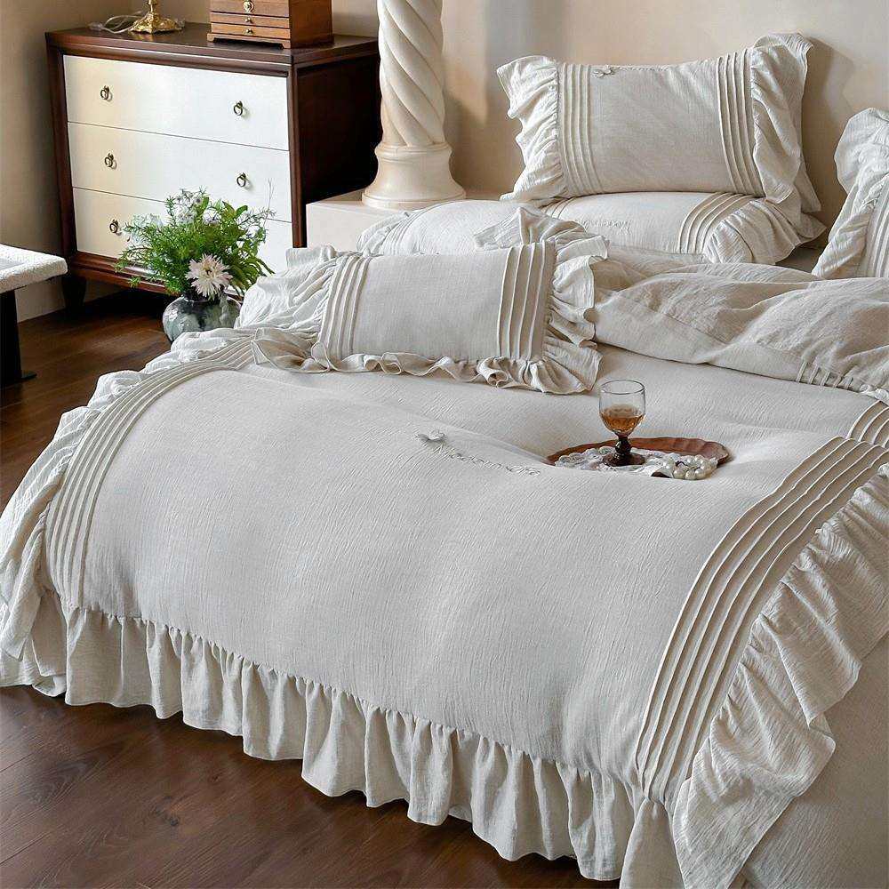 质朴简约棉麻复古风四件套法式花边立体小蝴蝶公主被套床上用品,鲜花速递/花卉仿真/绿植园艺,割草机/草坪机,淘宝优惠券,粉丝福利购,淘宝优惠卷