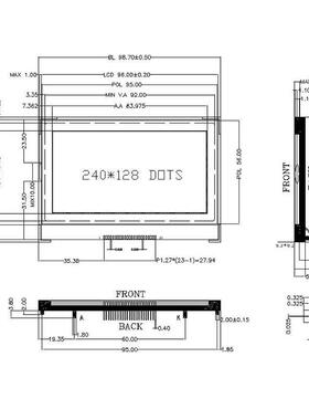 LCD屏4.1寸240128 COG点阵 串并口 FSTN 液晶屏 UC1608 不带背光