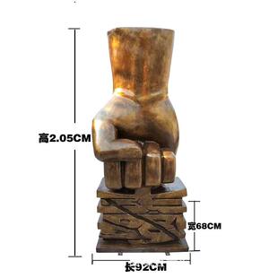 玻璃钢禁毒拳头警钟长鸣雕塑法槌树脂仿铜廉正执法模型天平摆件