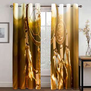 捕梦网数码印花高精密遮光窗帘高遮光黑丝打孔窗帘来图制作厂家