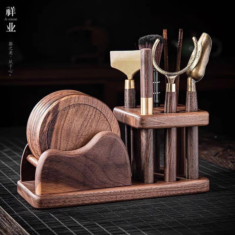 高档胡桃木工夫茶茶具套装茶道六君子茶台工具配件泡茶用品大全