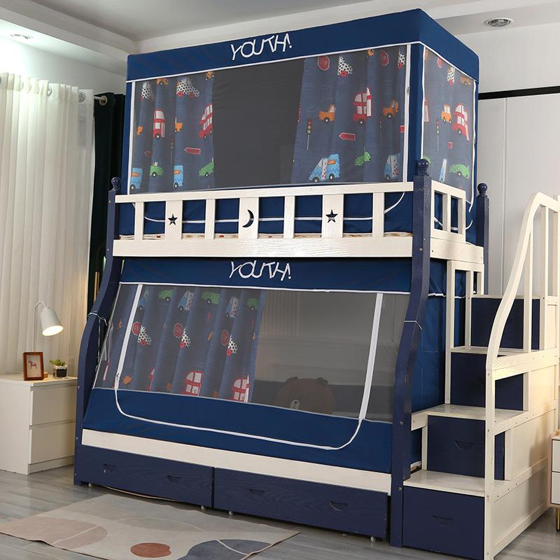 子母床上下铺儿童卡通小屋蚊帐家用上下床宿舍床帘遮光上铺蚊帐