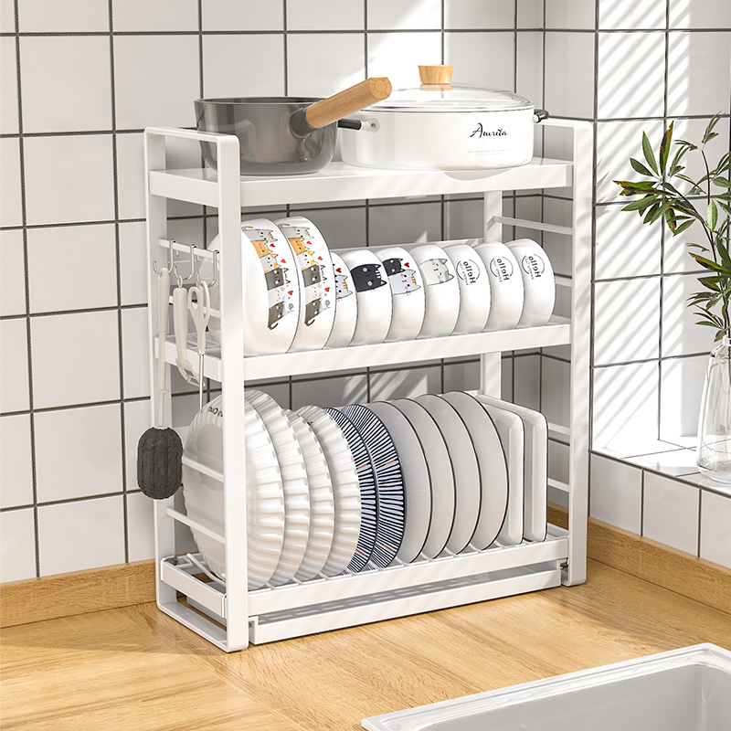 水槽边窄款碗碟碗盘收纳架台面小型碗柜厨房置物架放碗筷沥水碗架