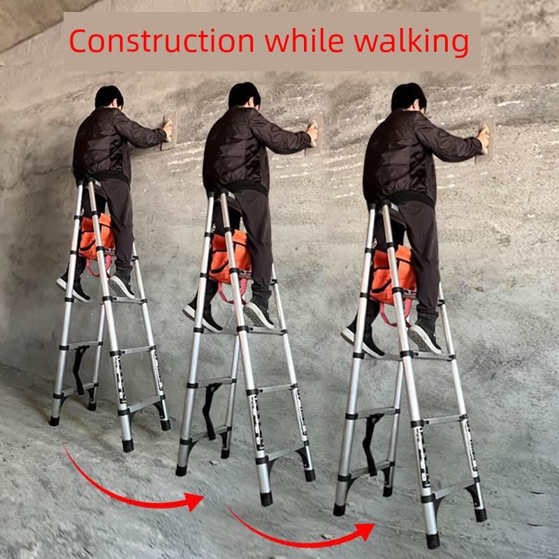 匠之诚可行走人字梯伸缩梯折叠梯子家用铝合金竹节升降便携多功能