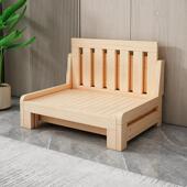 实木沙发床可折叠小户型客厅双人坐躺睡多功能单人阳台懒人推拉床