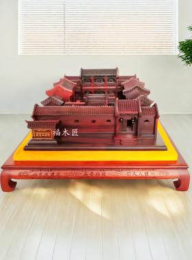 木雕北京大院客家龙屋摆件龙舟模型工艺品客厅办公桌礼品