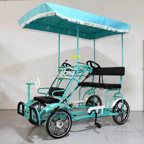 景区双人观光自行车亲子快乐骑行四轮单轮自行车耐磨轮胎多厂