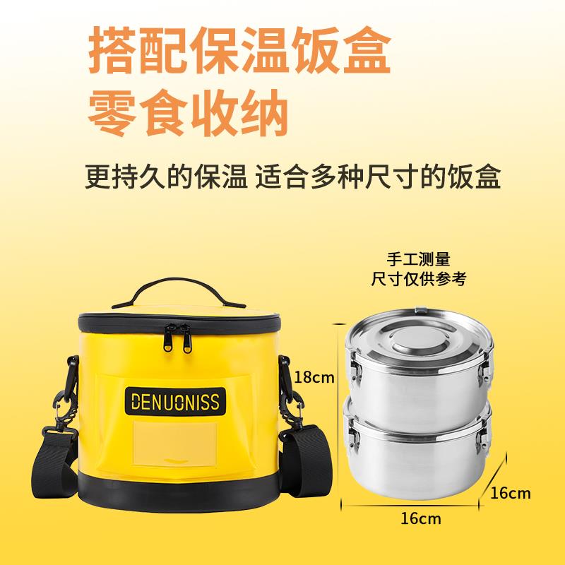 TPU圆形饭盒保温包收纳袋学生上班族带饭便当包手提袋保鲜午餐包