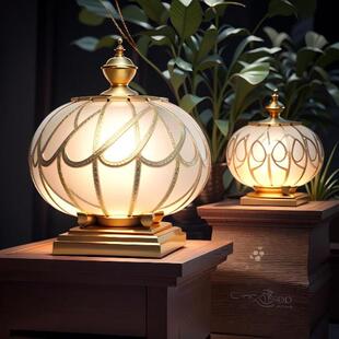 大门灯柱子室外全铜庭院别墅led防水户外农村围墙上的门柱柱头灯