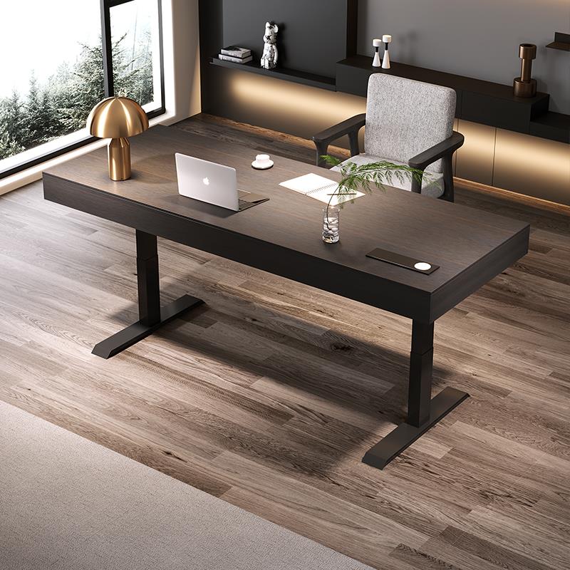 实木电动升降书桌双电机智能调节学习桌电脑桌子带抽屉轻奢高级感