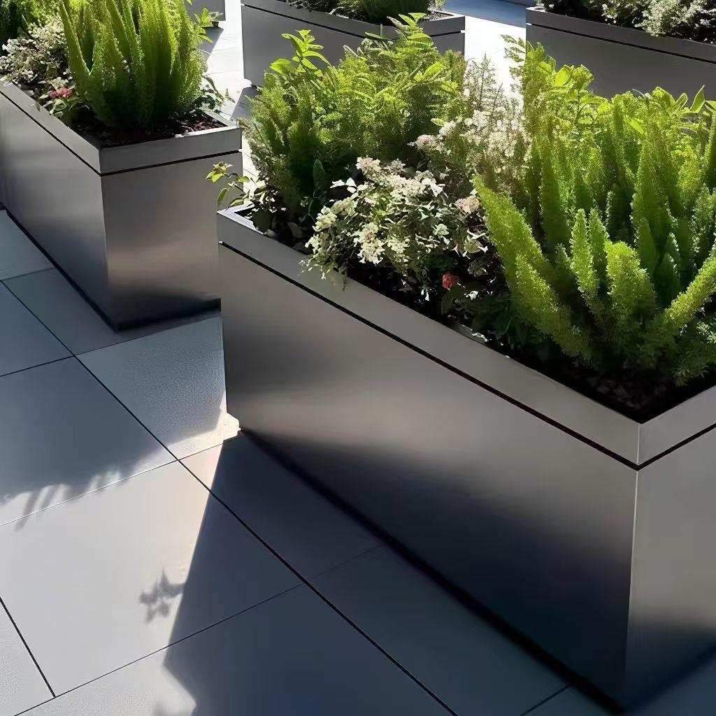 户外不锈钢花箱组合铁艺室外隔断街道成品花槽长方形广场围栏定制