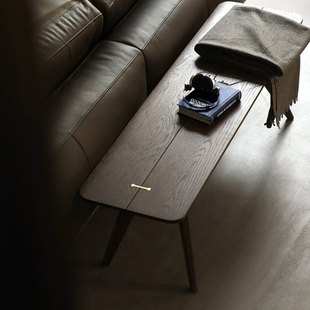 北欧橡木实木休闲凳换鞋凳设计师款创意艺术长凳中古风家用床尾凳