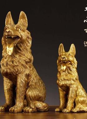 纯铜狼狗摆件招财十二生肖狗铜狗大狼狗仿真狗大号家居客厅装饰品