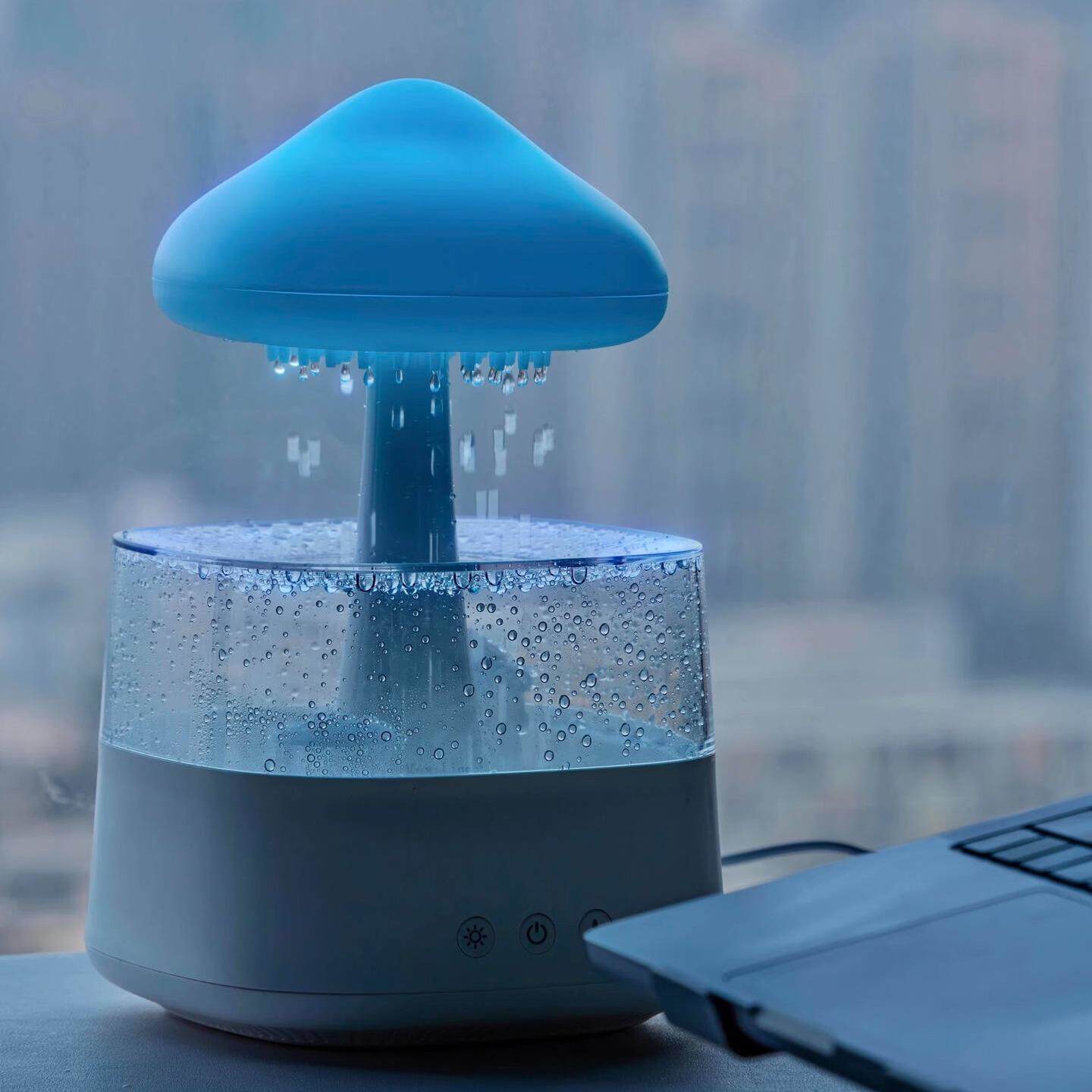 听雨声助眠香薰机加湿器云朵超声波雾化卧室加湿机七彩夜办公摆件