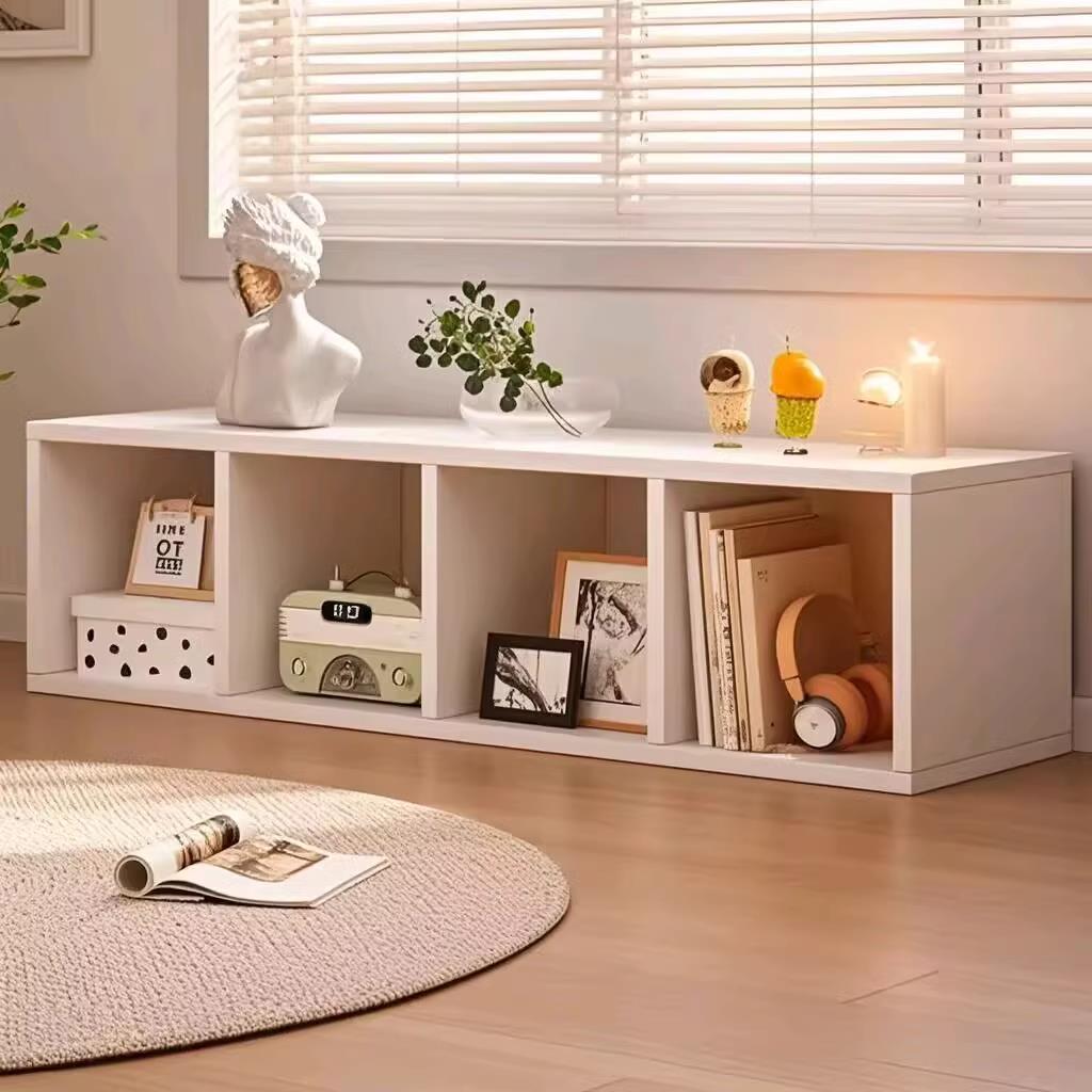 阳台矮桌子书桌收纳柜家用简易书架多层格子收纳柜客厅电视柜子