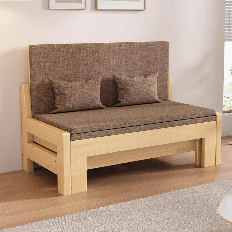 实木沙发床两用可折叠单人客厅1.2米书房多功能小户型抽拉伸缩床