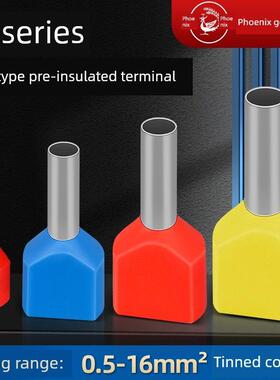 凤凰双线管式预绝缘端针式端子座Te0508 7510 2512管式端子